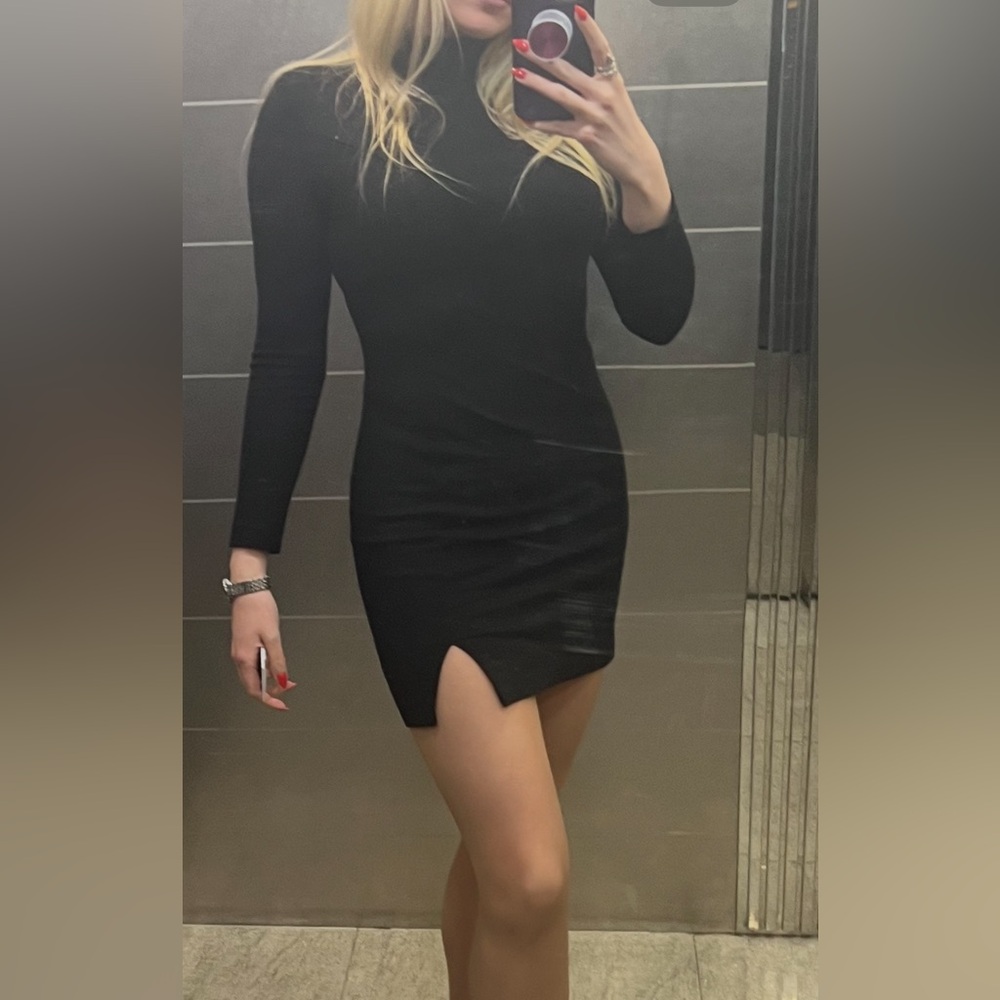 Elegant Black Turtleneck Dress